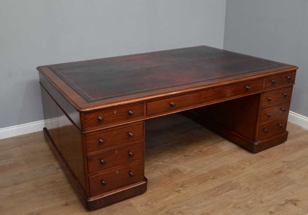 large  Victorian mahogany partners desk  7ft x 52 inches  View II