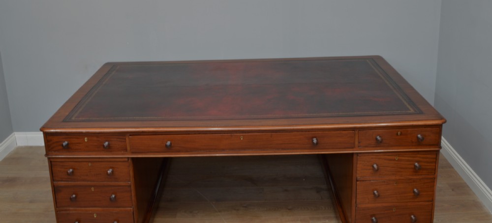 large  Victorian mahogany partners desk  7ft x 52 inches  View III