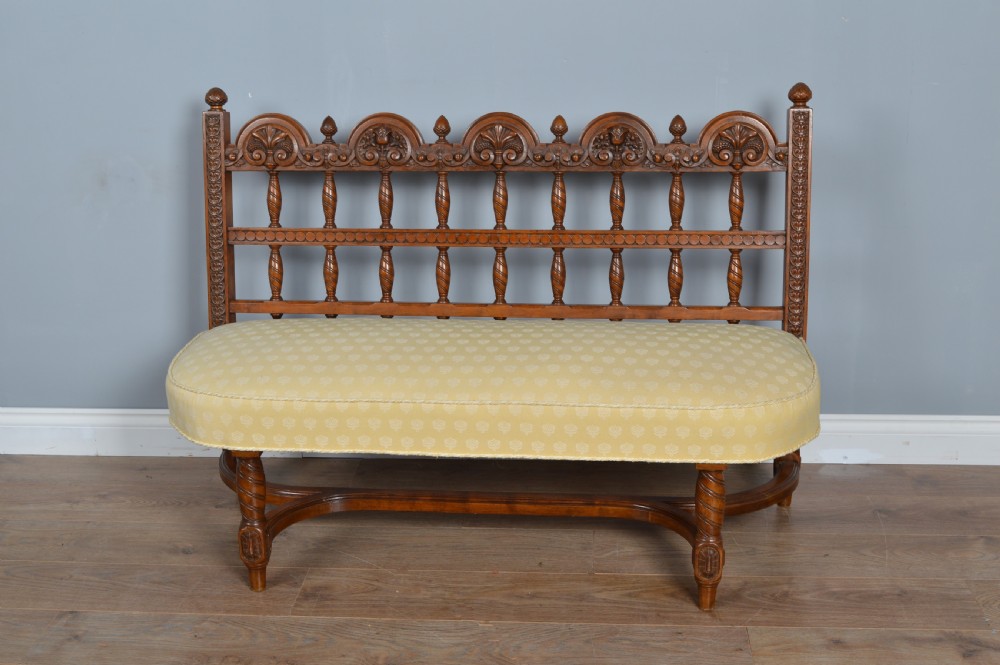 Antique carved walnut window seat 