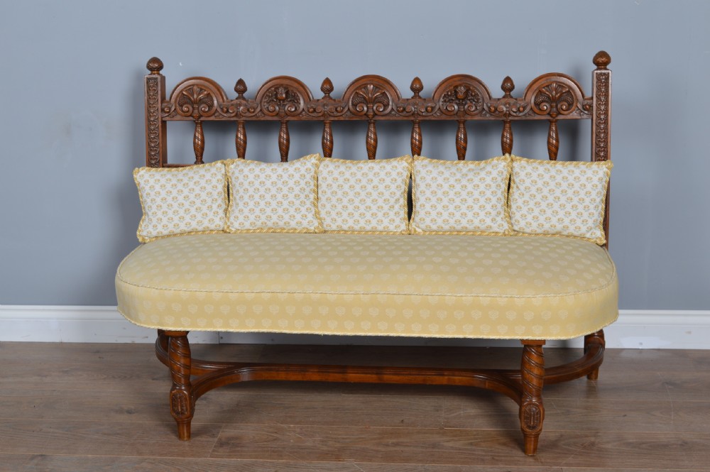 Antique carved walnut window seat  View III