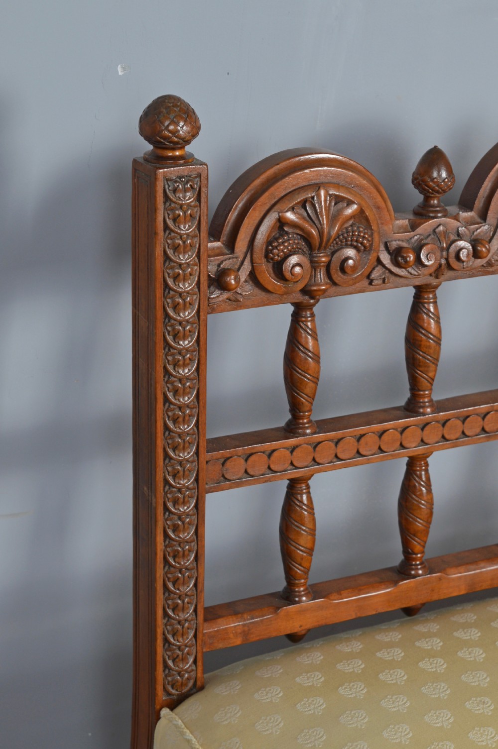 Antique carved walnut window seat  View IV