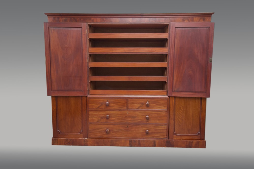 Large Georgian mahogany four door wardrobe  View II
