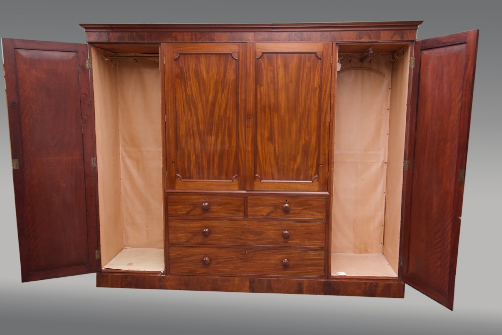 Large Georgian mahogany four door wardrobe  View III