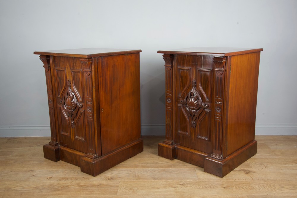 pair of large19th century mahogany pedestal cupboards  View II