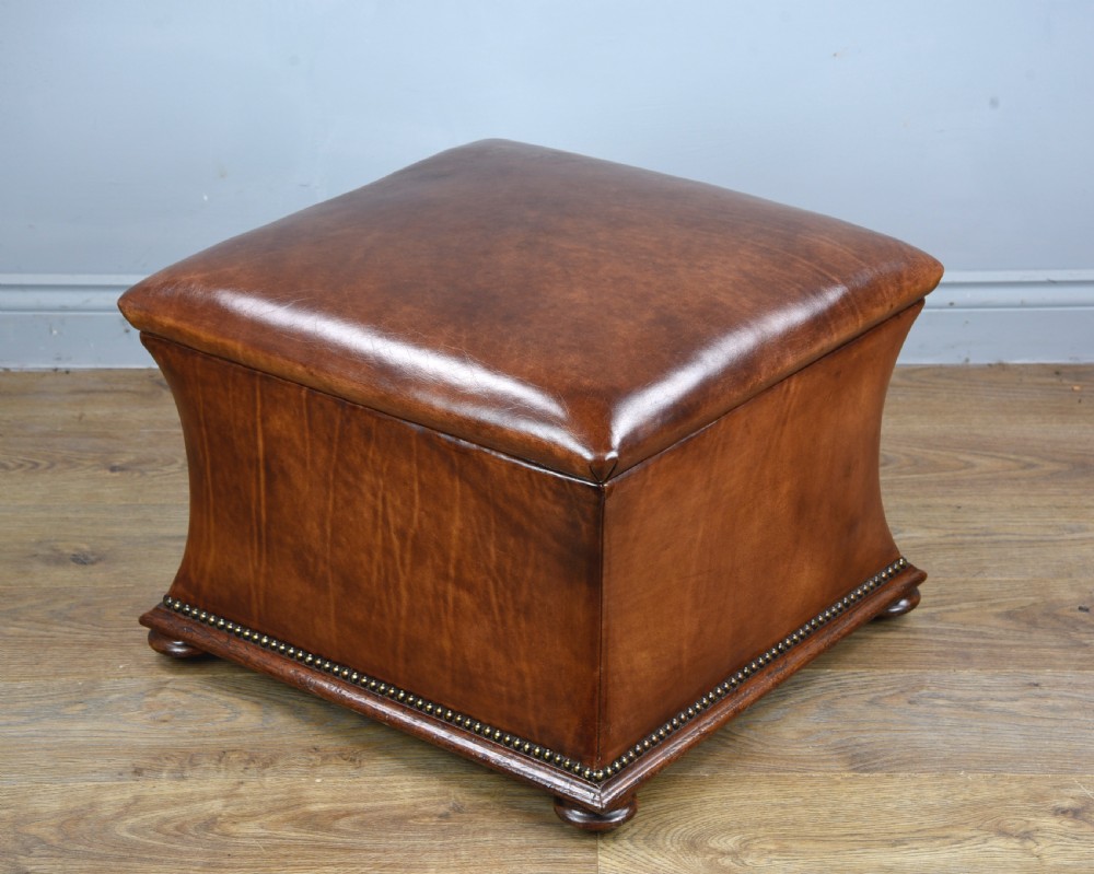19th century leather ottoman 