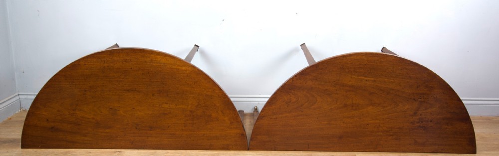 Pair of Antique Georgian mahogany Demi lune console tables  View IV