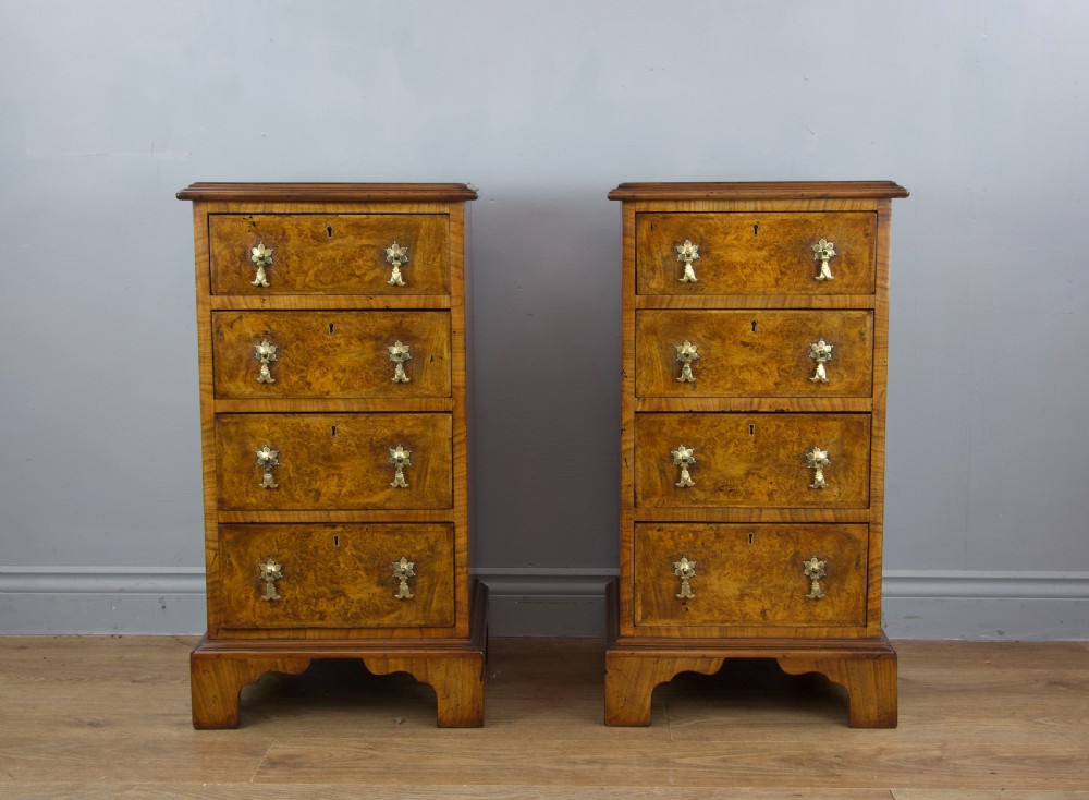 Antique pair of walnut bedside chests of drawers  View V