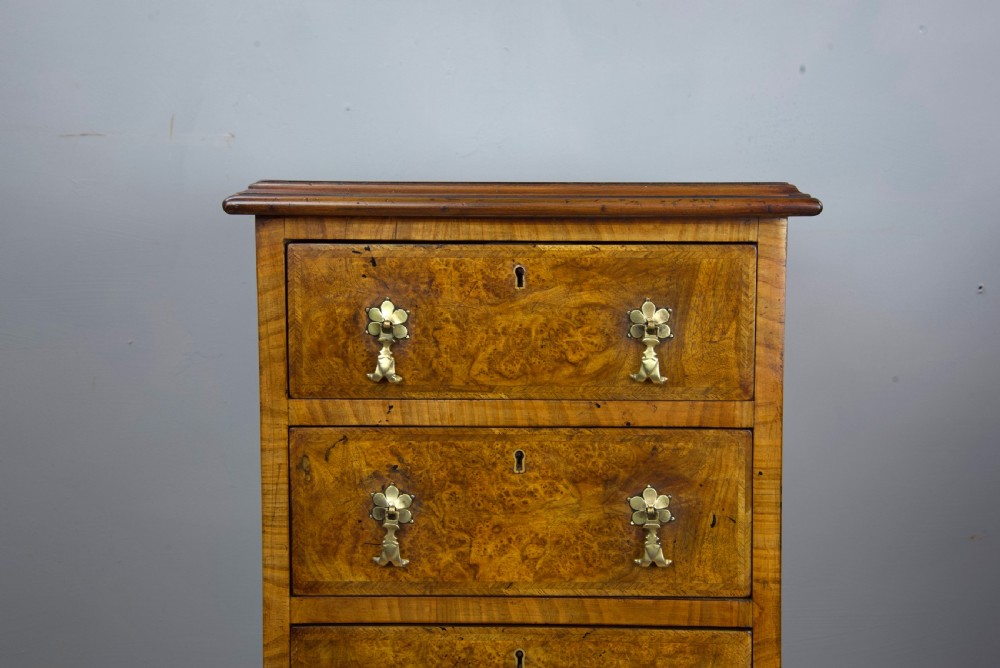 Antique pair of walnut bedside chests of drawers  View VI