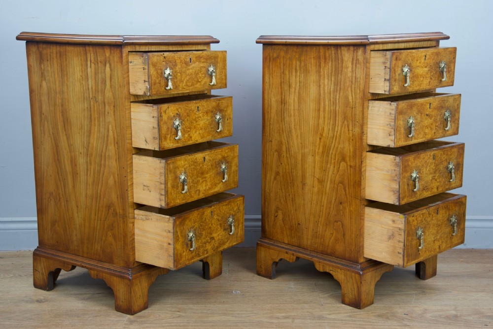 Antique pair of walnut bedside chests of drawers  View VIII