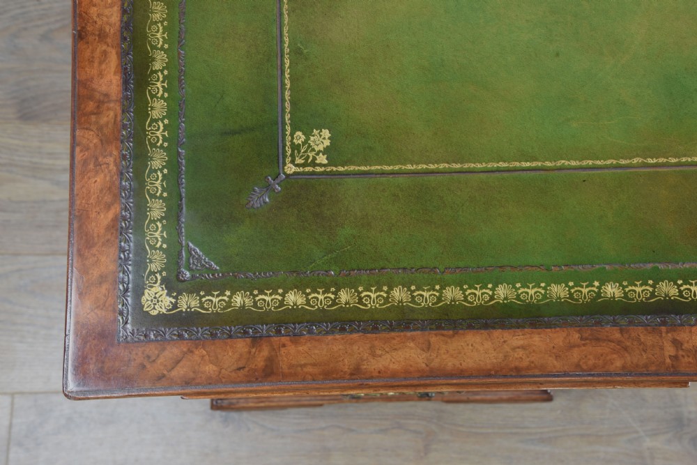 Victorian burr walnut pedestal desk  View VII
