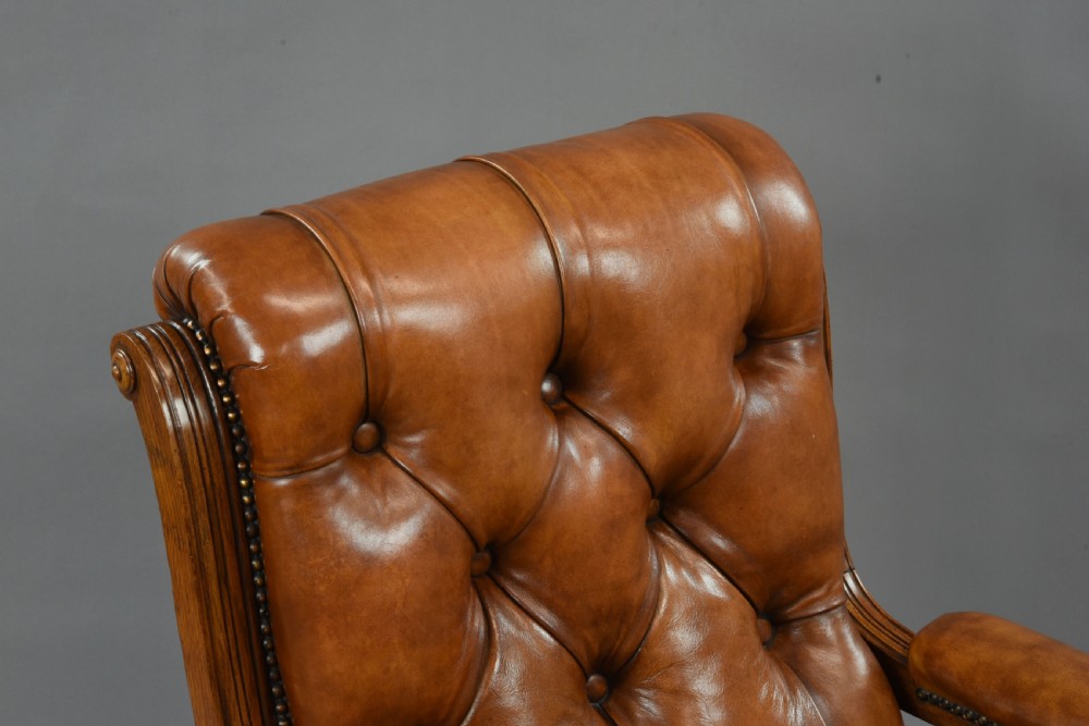Antique victorian leather library chair  View V