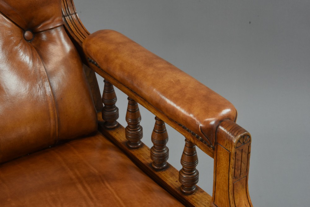 Antique victorian leather library chair  View VI