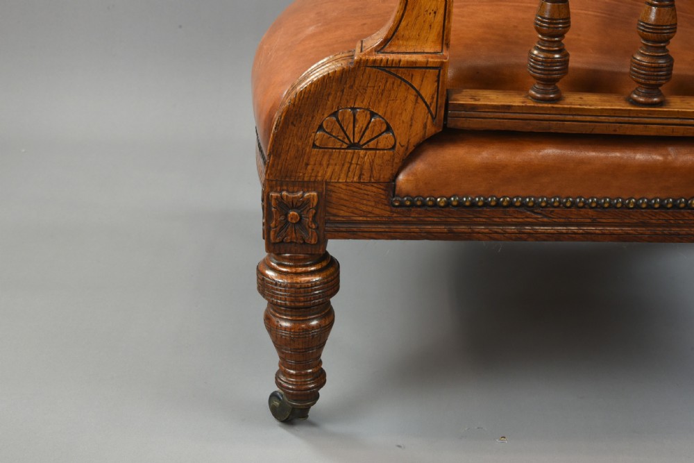 Antique victorian leather library chair  View VIII