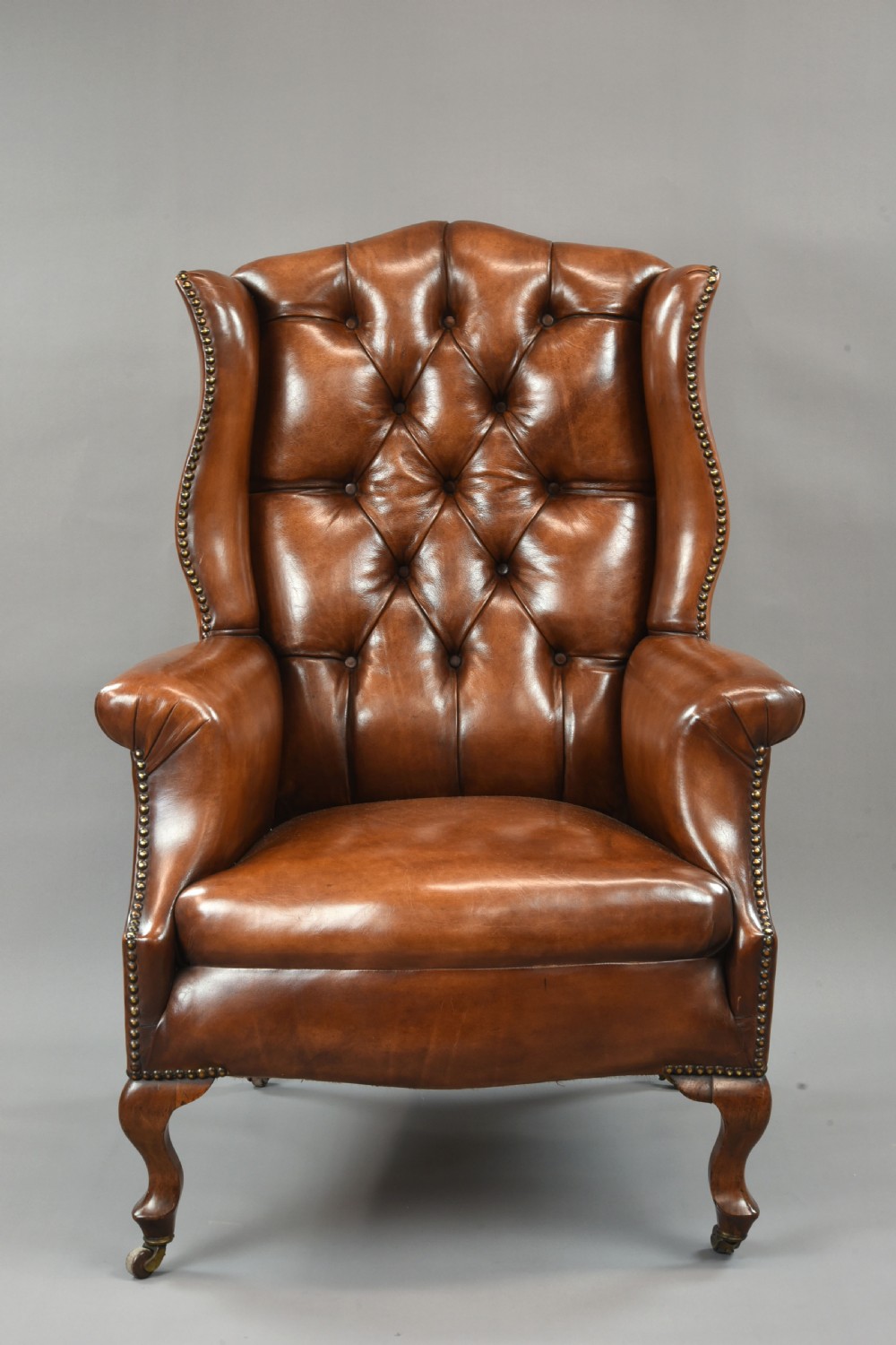 fine antique leather wing chair  View III