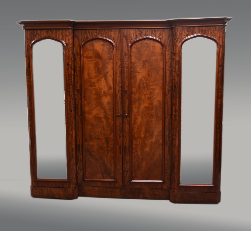 Victorian four door mahogany breakfront compactum wardrobe 
