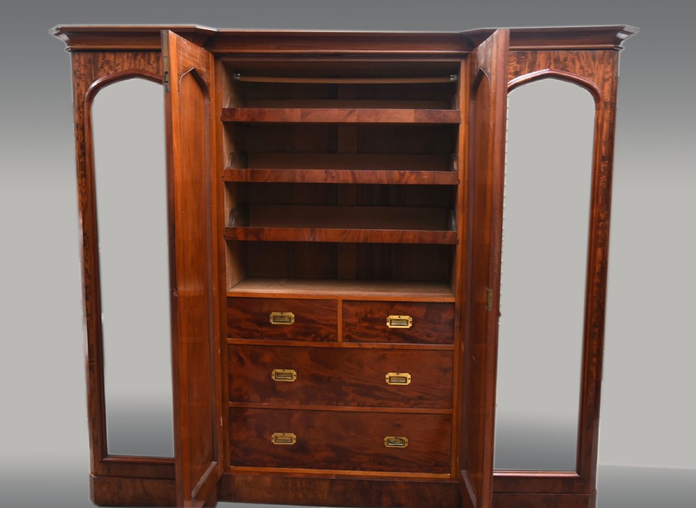 Victorian four door mahogany breakfront compactum wardrobe  View III