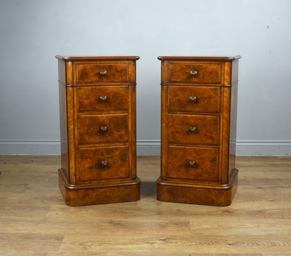 pair of Victorian walnut bedside chests of drawers 