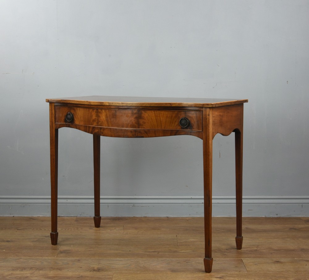 19th century serpentine mahogany side hall table  View II
