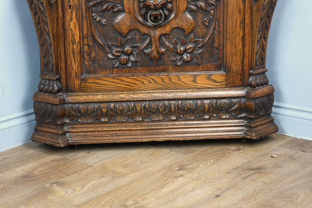 Victorian carved oak green man corner cupboard  View III