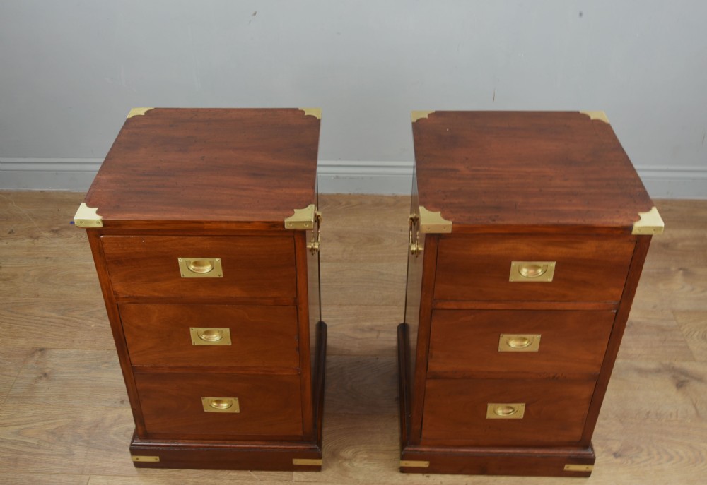 Antique pair of mahogany military bedside chests of drawers  View IV