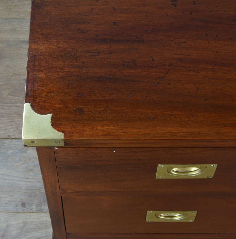 Antique pair of mahogany military bedside chests of drawers  View V