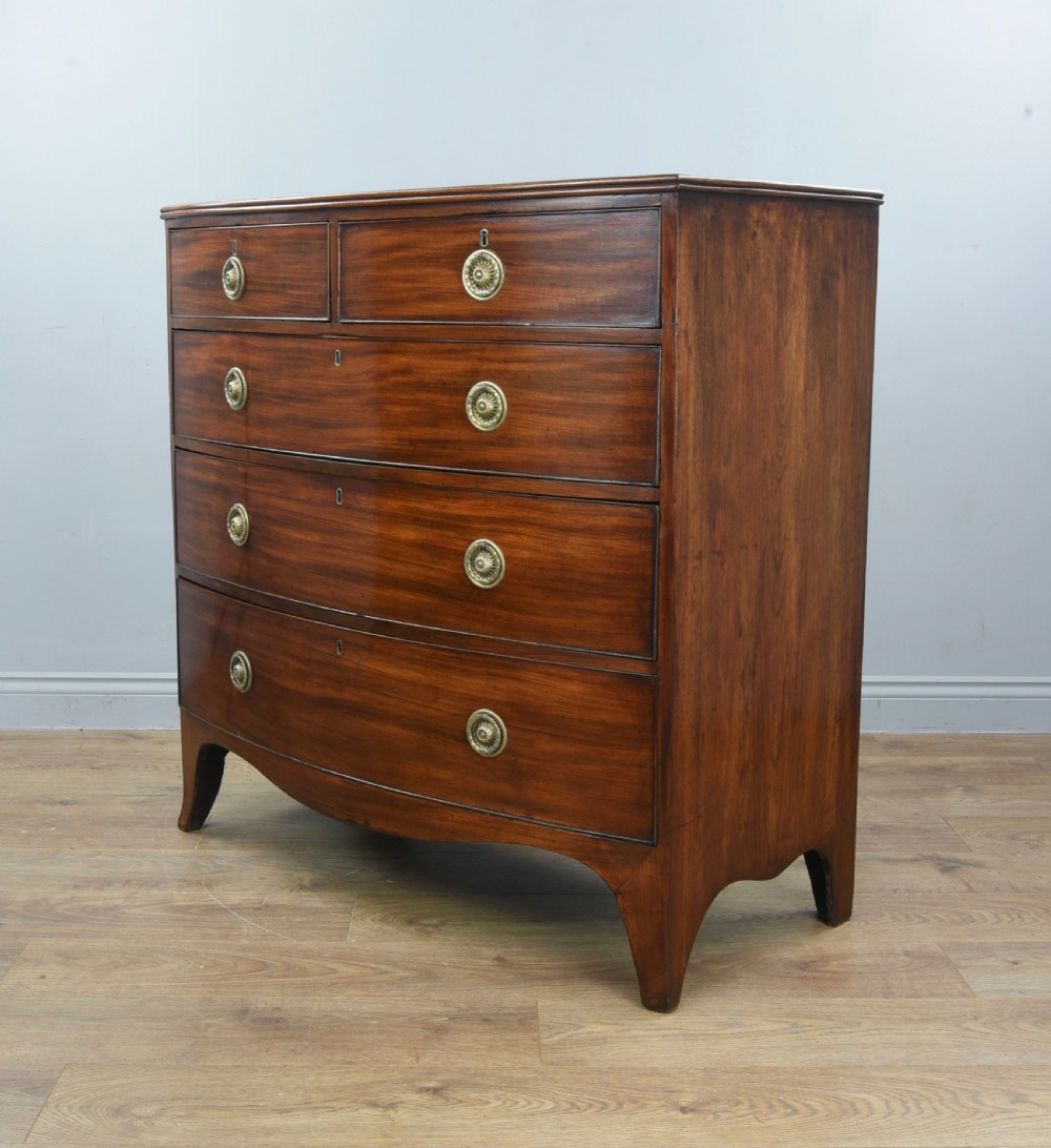 Georgian mahogany bow front chest of drawers  View II