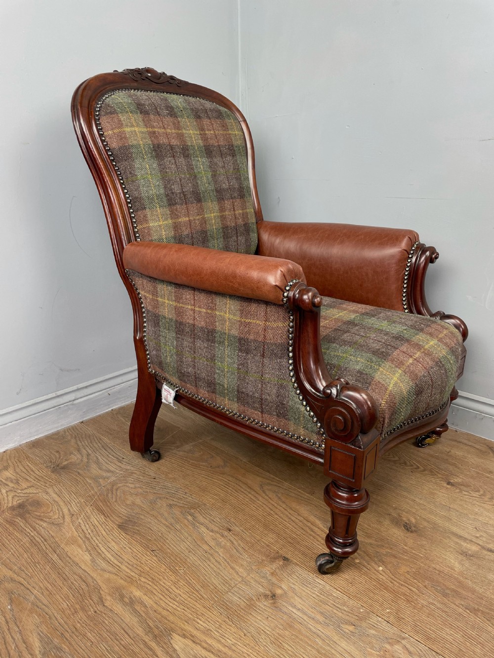 Victorian mahogany library arm chair  View II