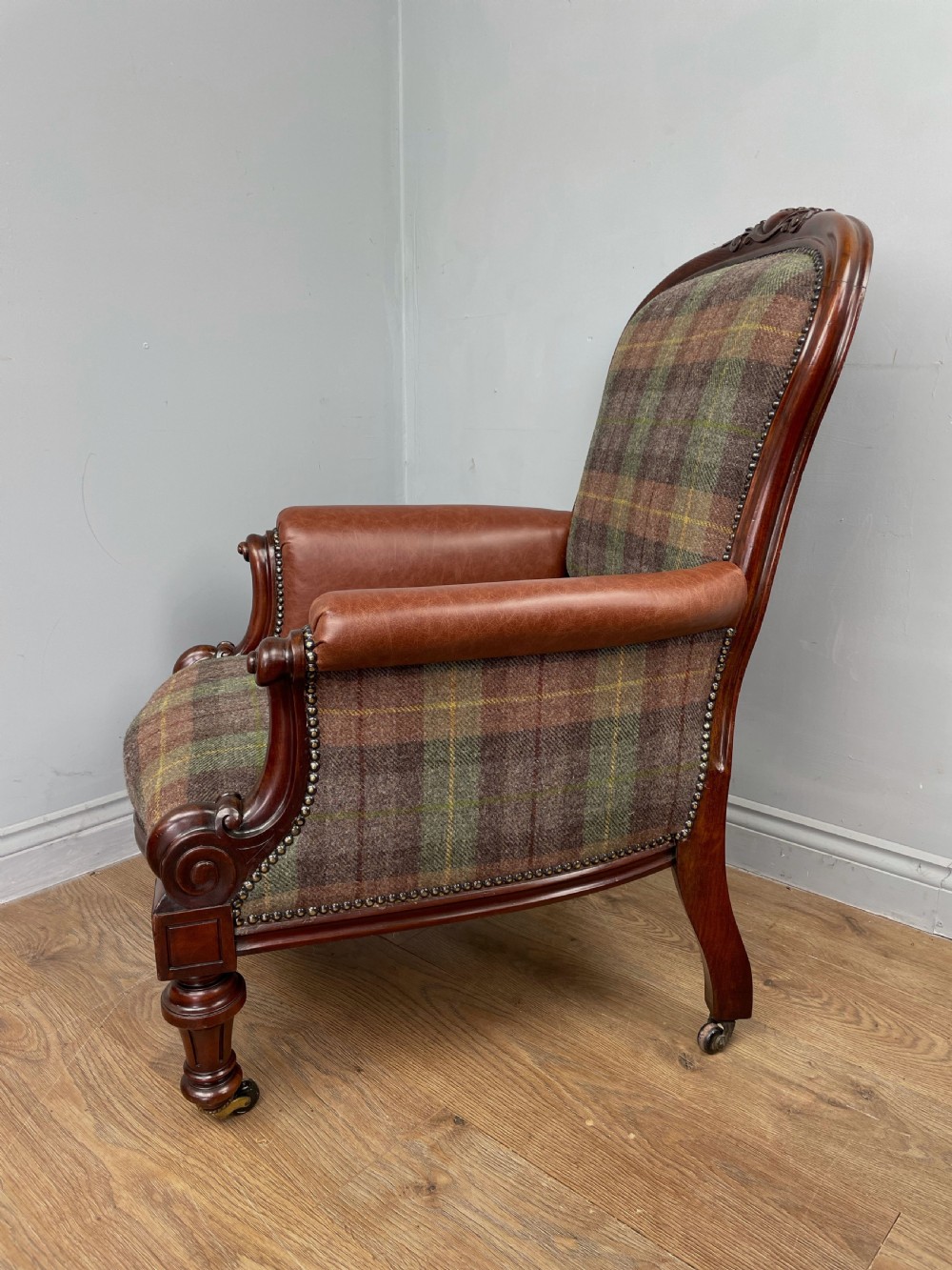 Victorian mahogany library arm chair  View III
