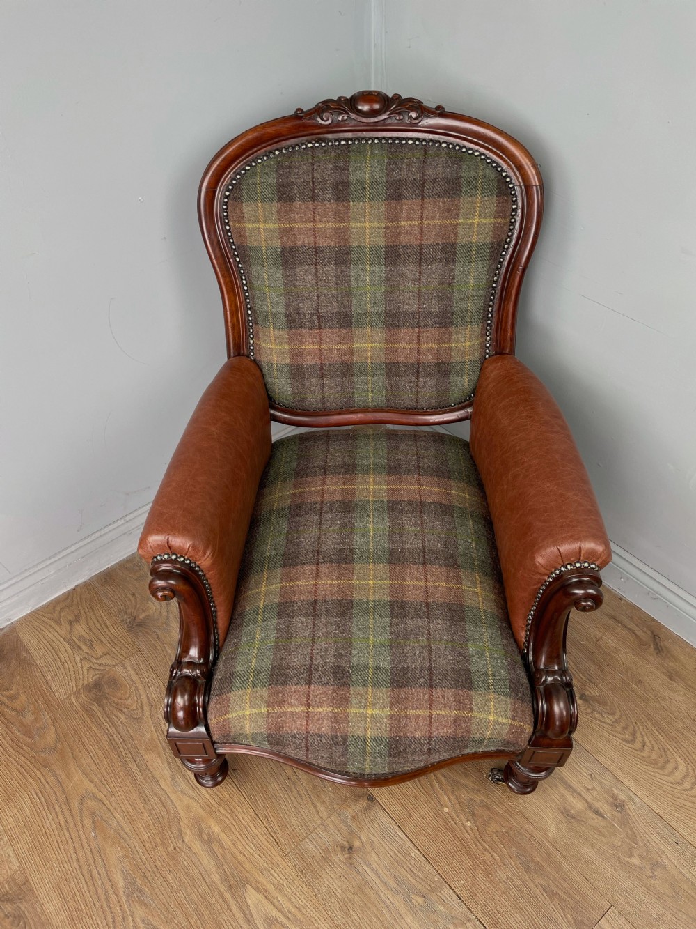 Victorian mahogany library arm chair  View IV