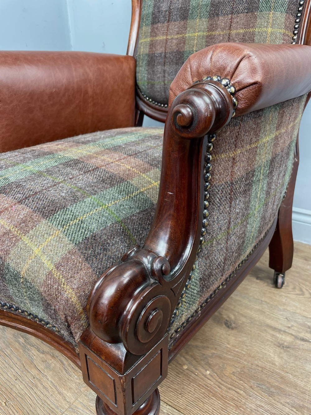 Victorian mahogany library arm chair  View V
