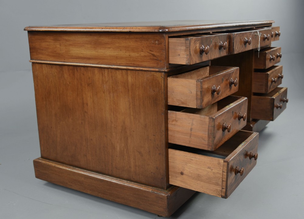 Large victorian mahogany pedestal desk  View V