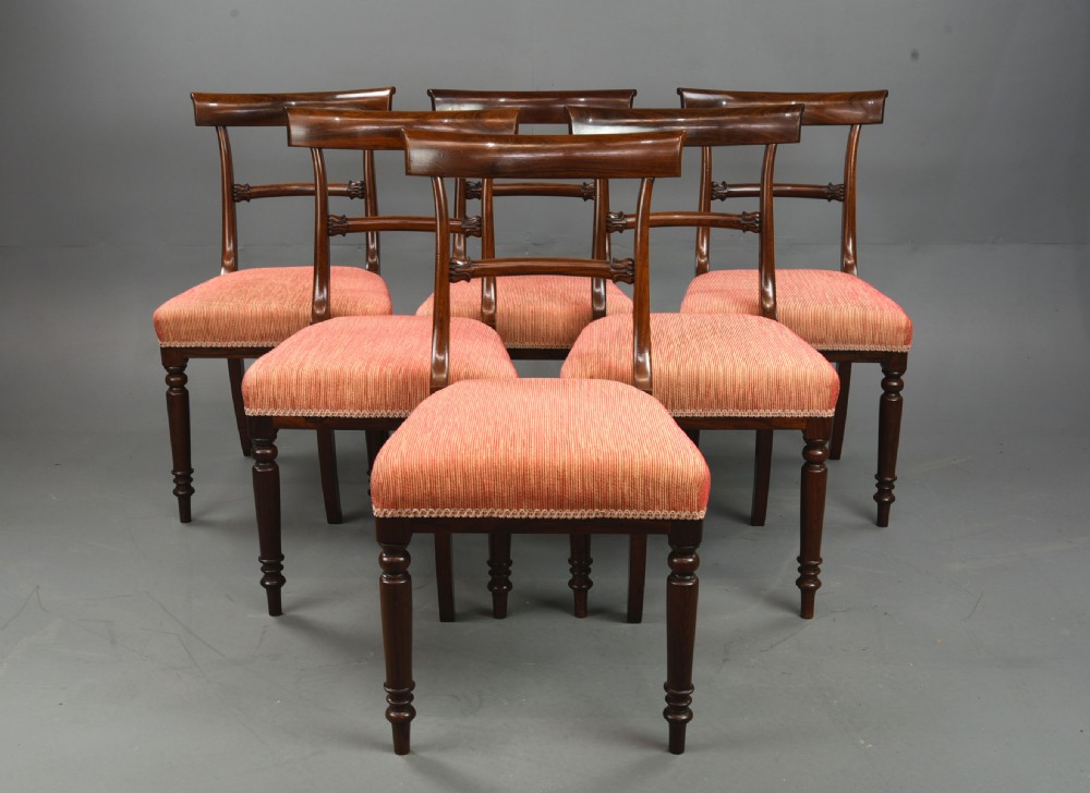 set of six Regency rosewood bar back dining chairs 