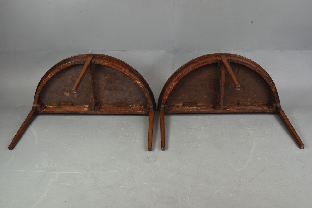 pair of Georgian mahogany demi lune console tables  View V