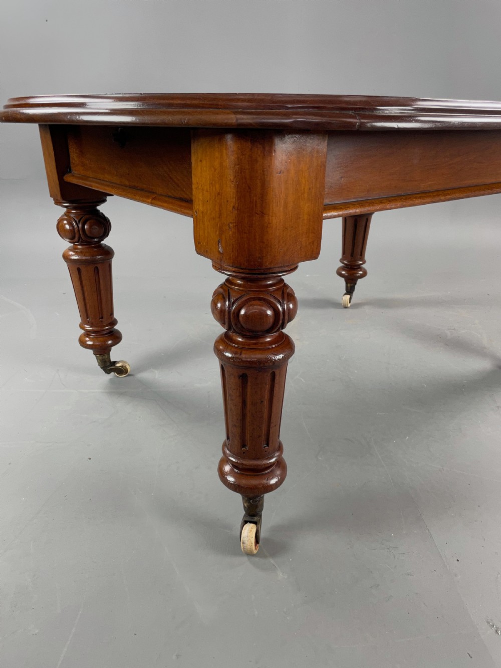 large Victorian mahogany extending dining table  View V