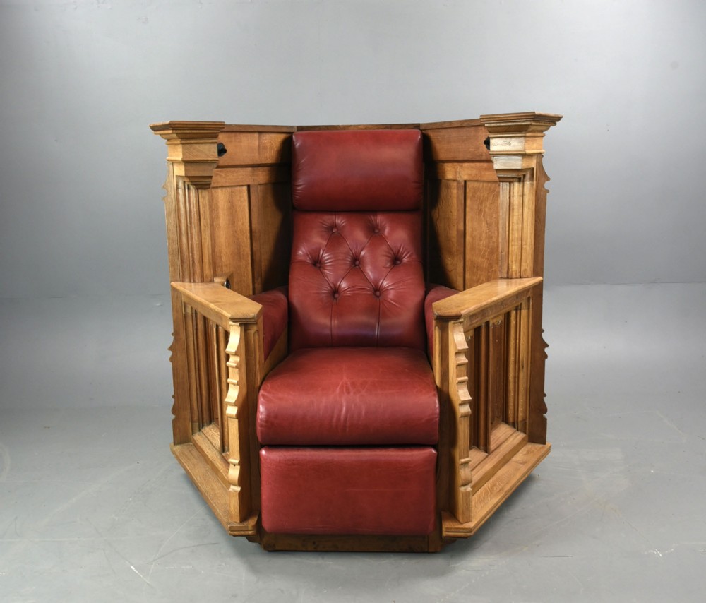Rare carved oak pulpit reclining chair 