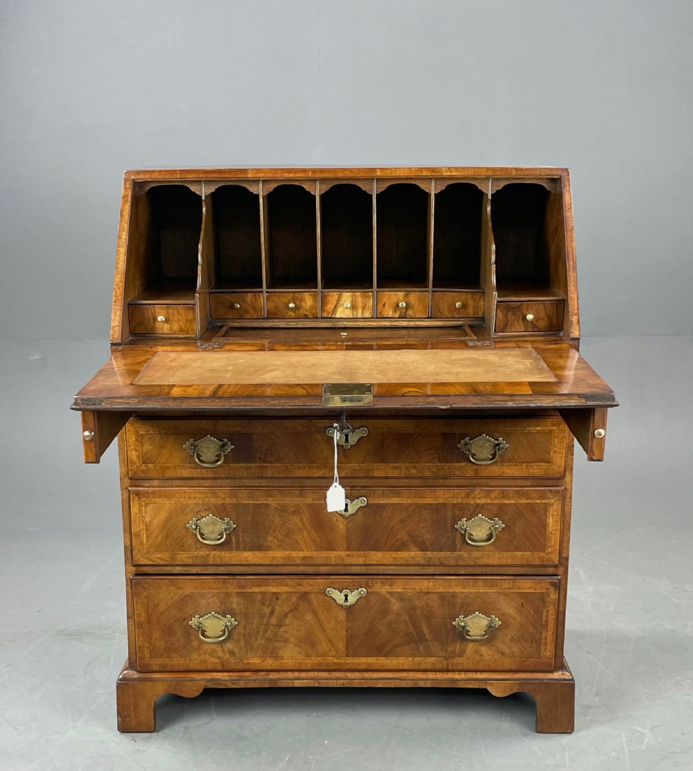 rare small Georgian walnut bureau  View IV
