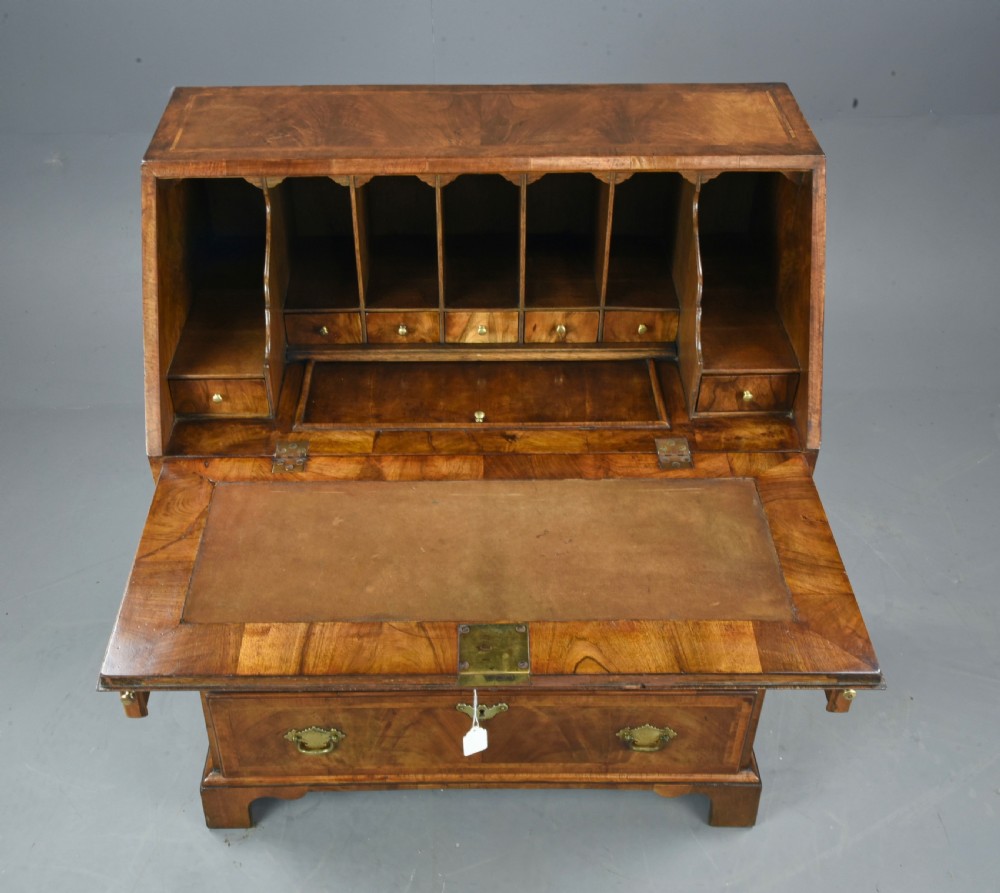 rare small Georgian walnut bureau  View V