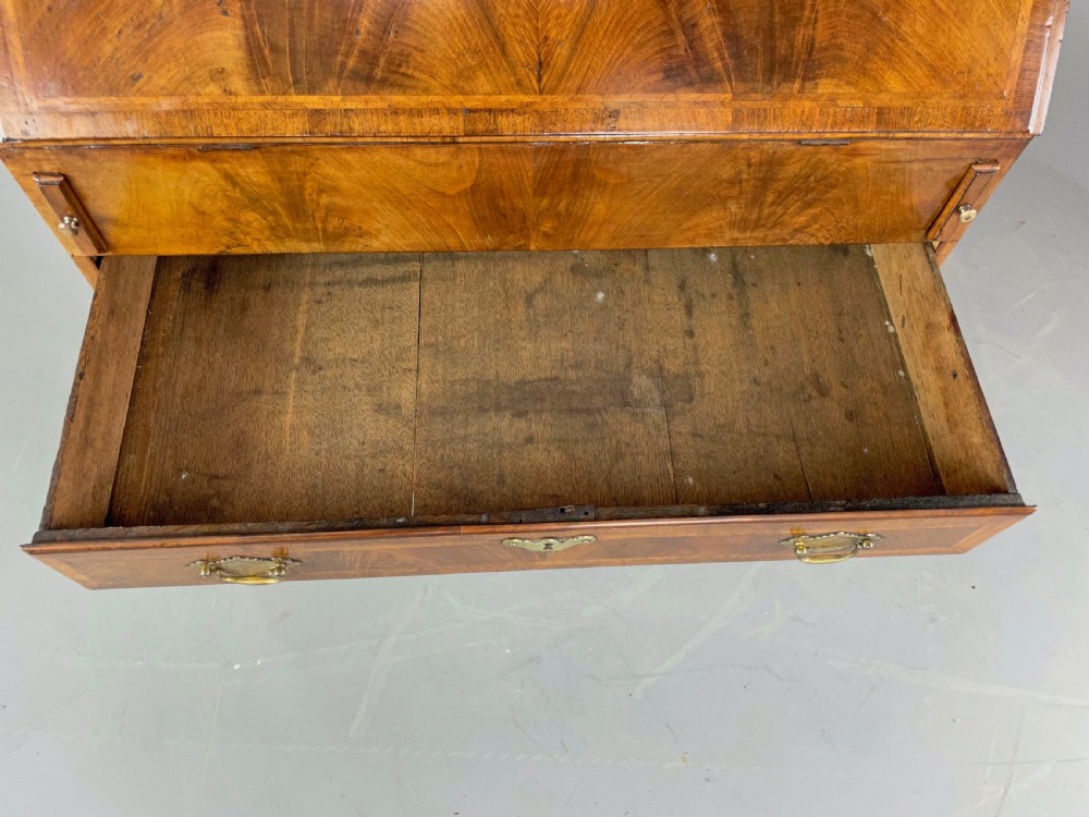 rare small Georgian walnut bureau  View VI