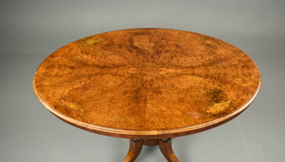 Victorian inlaid walnut centre occasional table  View II