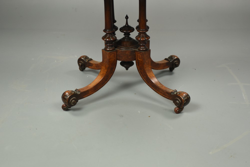 Victorian inlaid walnut centre occasional table  View III