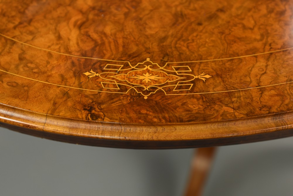 Victorian inlaid walnut centre occasional table  View IV