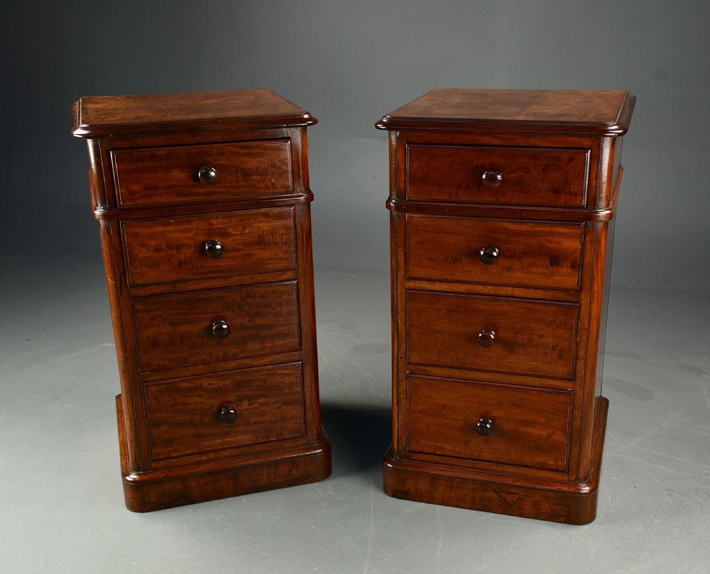 Pair of mahogany bedside chests of drawers Lamb of Manchester 