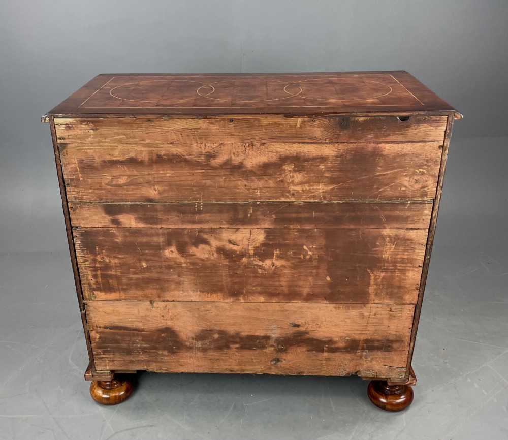 18th century walnut and yew oyster chest of drawers  View V