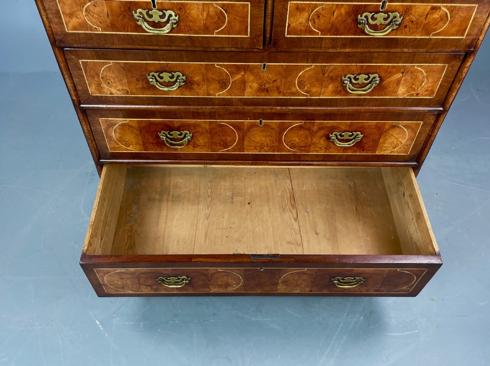 18th century walnut and yew oyster chest of drawers  View VI