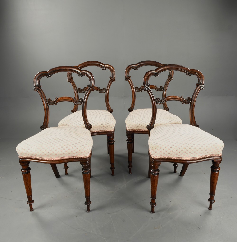 set of four victorian rosewood dining chairs 
