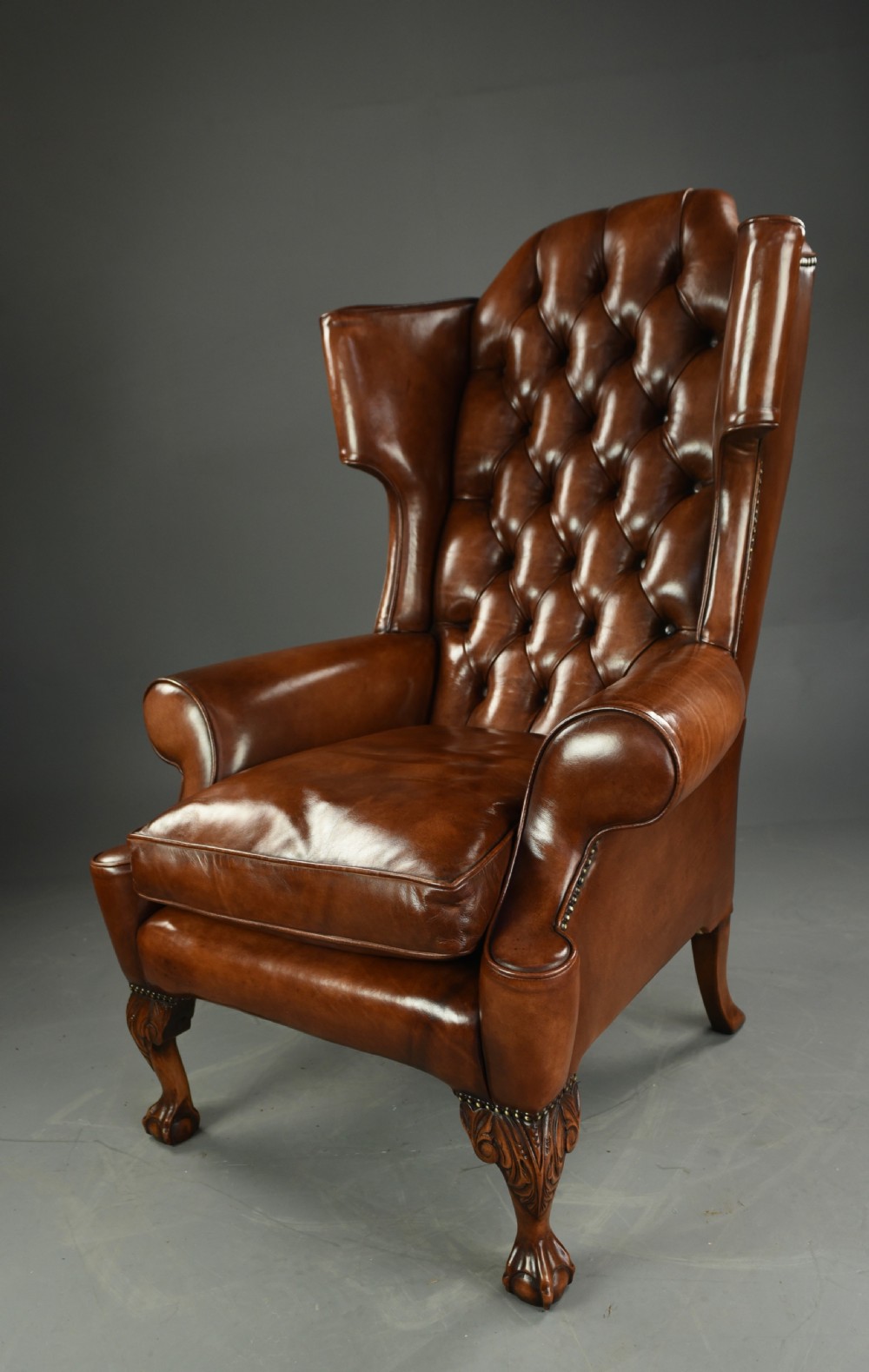 leather deep buttoned wing chair  View II