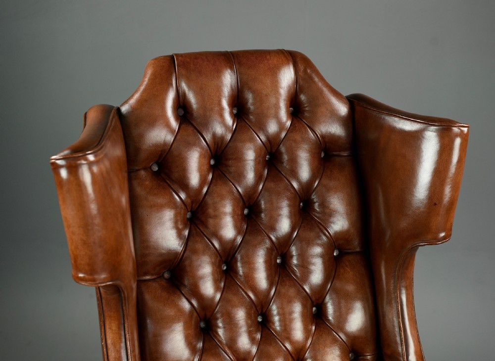 leather deep buttoned wing chair  View III