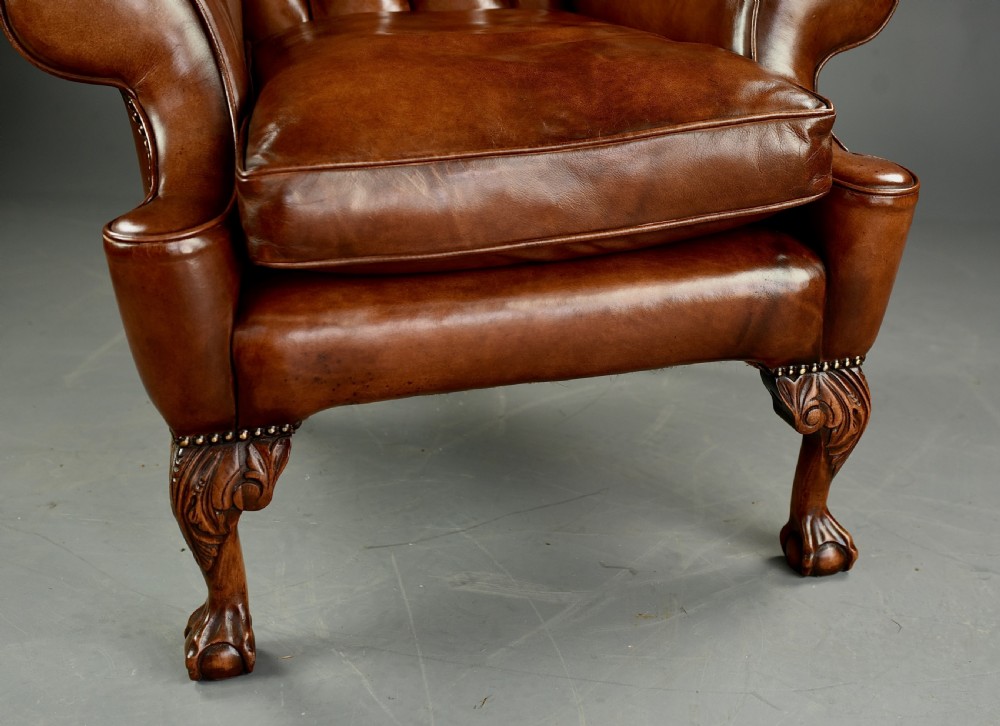 leather deep buttoned wing chair  View IV