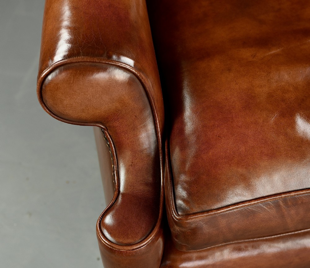 leather deep buttoned wing chair  View V