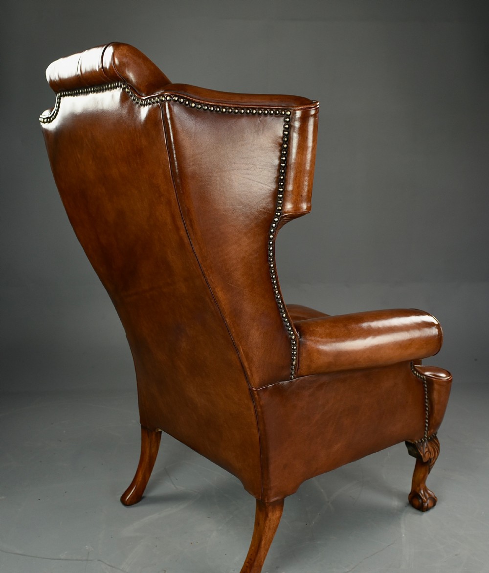 leather deep buttoned wing chair  View VI